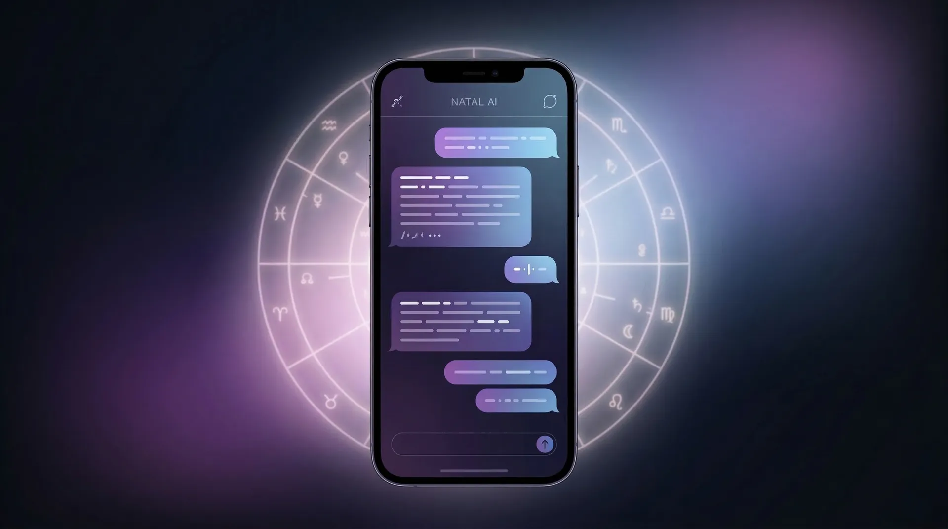 AI chatbot interface showing a personalized birth chart interpretation