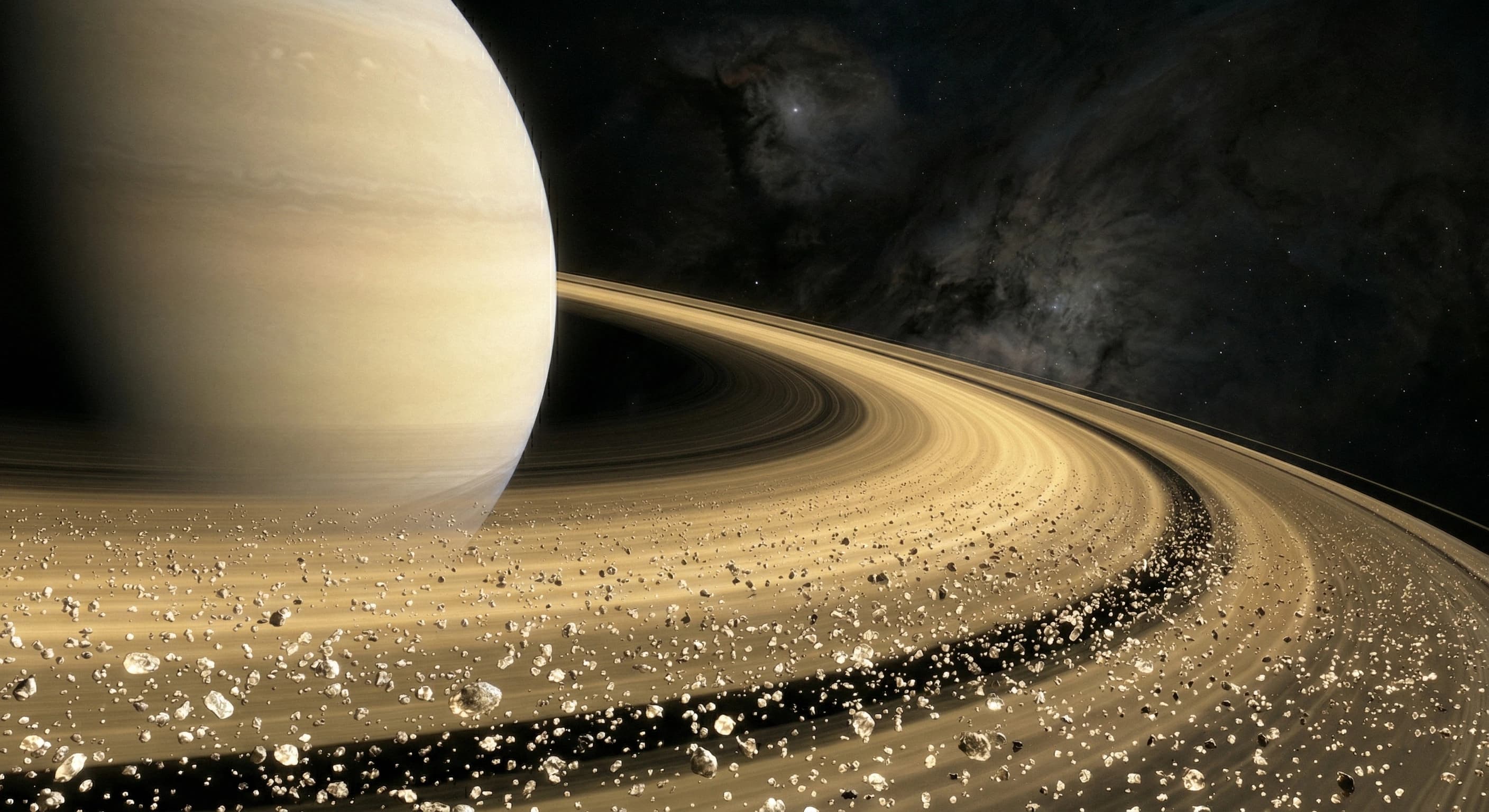 A majestic planet Saturn with its rings, symbolizing time and maturity