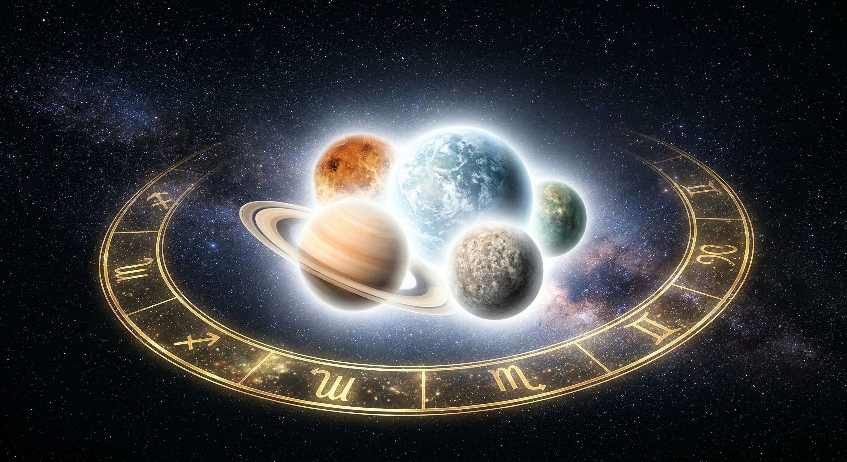 A cluster of planets shining brightly in a single area of the sky