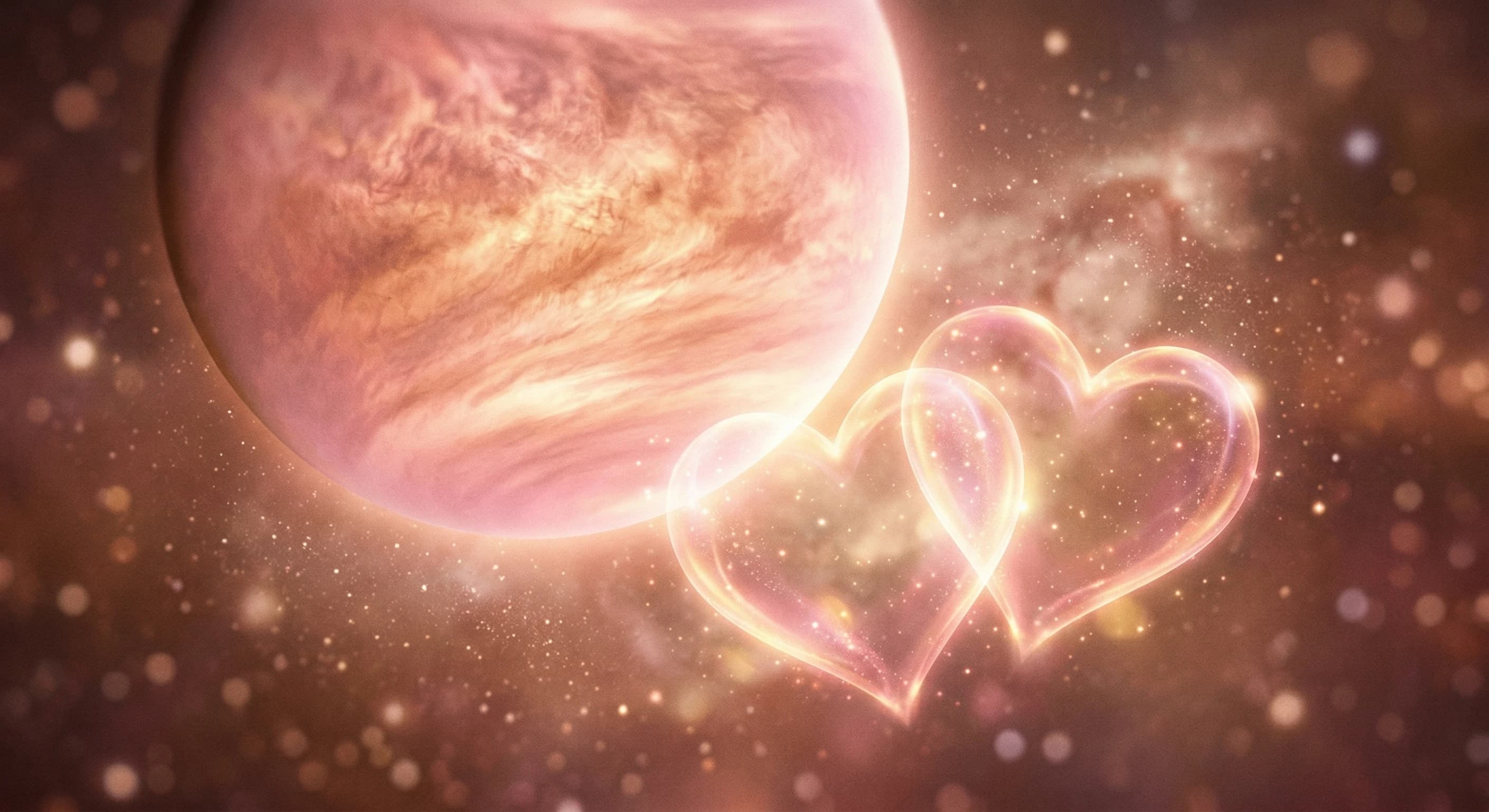 A beautiful, glowing planet Venus symbolizing love and attraction