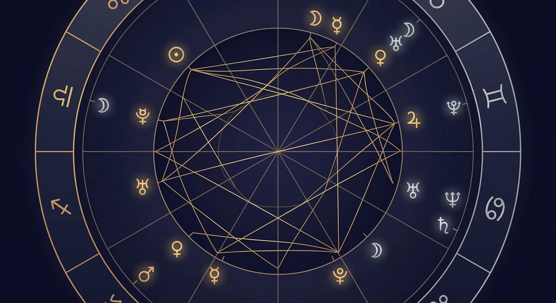 Natal chart wheel showing planetary placements and house divisions