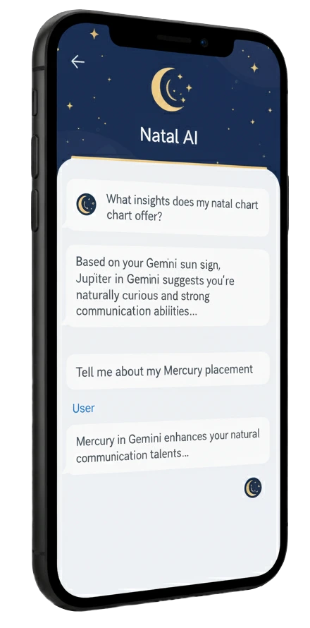 Natal AI Chat Interface - Birth Chart Reading on Mobile